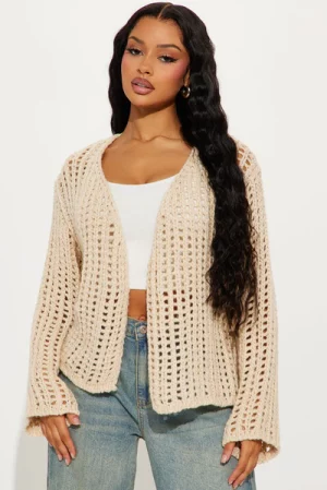 Wrapped In Your Arms Cardigan - Taupe
