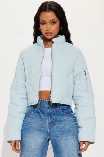 Chloe Quilted Lightweight Puffer Jacket - Light Blue
